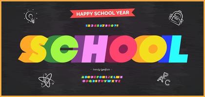 School font 3d bold colorful style modern typography vector