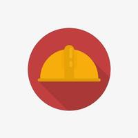 casco de construcción amarillo icono plano en círculo rojo aislado sobre fondo blanco vector