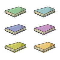 A set of closed Thick books in multicolored leather covers, vector illustration in cartoon style on a white background