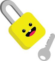 Cute Yellow Padlock and the key vector