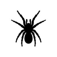 Black silhouette of tarantula spider. Huge dangerous arachnoid with large furry paws and poisonous jaws. Dangerous insect lying in wait for its vector prey