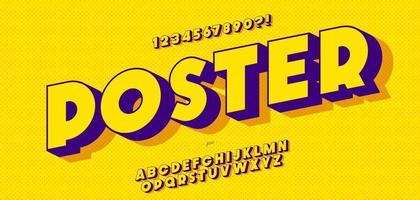 Vector poster font 3d bold style modern typography