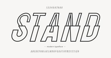 Vector stand font slanted style modern typography