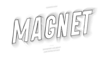 Vector magnet font slanted style modern typography