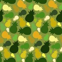 A pattern of pineapple shadows on a green background. Vector illustration. Pattern, children's illustration.