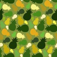 A pattern of pineapple shadows on a green background. Vector illustration. Pattern, children's illustration.