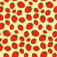 Strawberry hand-drawn seamless background. Children's illustration, vector illustration.