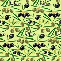 Seamless vector pattern with olive black and green. Mix of olives. Wallpaper pattern, beautiful packaging, kitchen print.