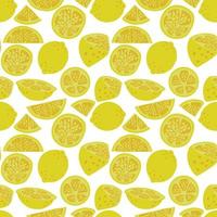 A hand-drawn vector lemon seamless pattern on a transparent background. Endless ornament for wrapping paper, wallpaper, clothing, textiles, fabric