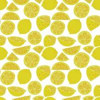 A hand-drawn vector lemon seamless pattern on a transparent background. Endless ornament for wrapping paper, wallpaper, clothing, textiles, fabric