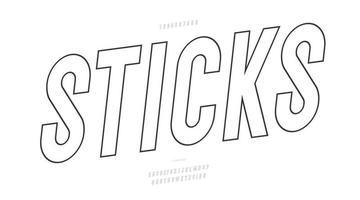 Vector sticks font slanted style modern typography