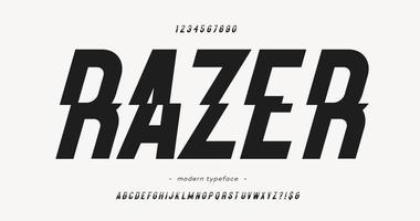 Vector razer font slanted style modern typography