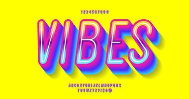 Vector vibes font 3d bold colorful style modern typography