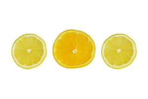 citrus slice, orange and lemons isolated on white background, clipping path photo