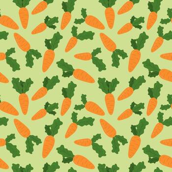 A pattern of carrots from the garden. Harvesting in autumn. Seamless illustration on an autumn theme with a carrot. Printing for textiles vector