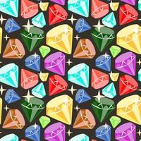 patrón impecable con diamantes y cristales en colores brillantes. ilustración infantil, fondo de dibujos animados. patrón vector