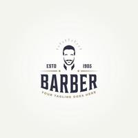 diseño de ilustración vectorial de plantilla de logotipo de tipografía de barbería retro vintage. concepto clásico de logotipo de salón de peluquería vector