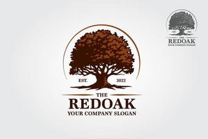 Red Oak Tree Logo Template. This beautiful tree is a symbol of life, beauty, growth, strength, and good health. vector