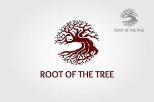 raíz del logotipo del vector de árbol. este logotipo representa un árbol cuyas raíces y ramas están conectadas para formar una unidad. este concepto se puede utilizar para reciclaje, asociaciones ambientales, paisaje.