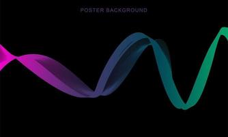 Abstract sound wave motion gradient line background on black. Vector illustration.