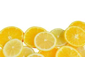 citrus slice, oranges and lemons isolated on white background, clipping path photo