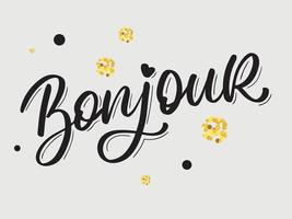 Bonjour Paris Phrase Vector Lettering Calligraphy Brush Chalkboard