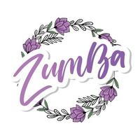 Zumba dance studio text. Calligraphy word banner design. Aerobic fitness. Vector hand lettering Illustration on white background.