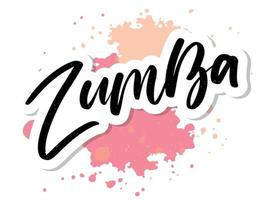 Texto de estudio de baile de zumba. diseño de banner de palabra de caligrafía. capacidad aeróbica. ilustración de letras de mano de vector sobre fondo blanco.