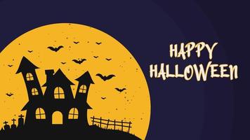 banner de halloween con silueta de castillo vector