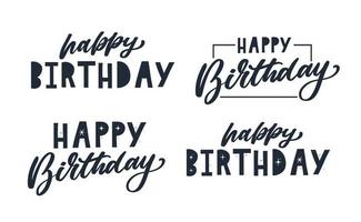 Happy Birthday lettering text banner, black color. Vector illustration.