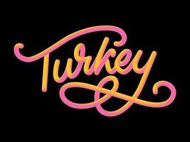 Turkey Lettering. Handwritten name of the country. Vector design template.