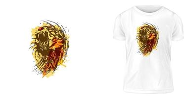 concepto de diseño de camisetas, el rugido del tigre vector