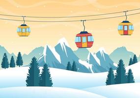 snowboard dibujado a mano ilustración plana de dibujos animados de personas en traje de invierno deslizándose y saltando con tablas de snowboard en laderas o laderas de montañas nevadas vector