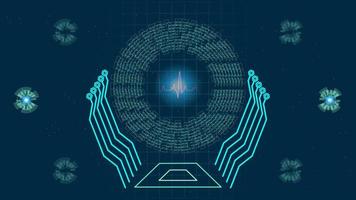 Heart pulse or ekg in monitor for UI Hi-tec interface blue digital technology with glowing particles ,vector illustration vector