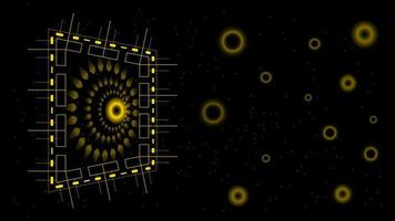 UI Hi-tec interface black and gold abstract digital technology with glowing particles, vector illustration