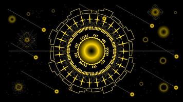 UI Hi-tec interface black and gold abstract digital technology with glowing particles, vector illustration