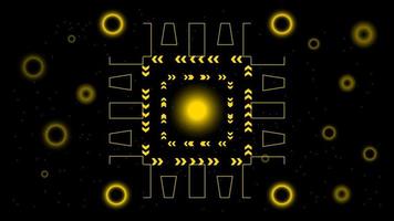 UI Hi-tec interface black and gold abstract digital technology with glowing particles, vector illustration