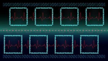 Heart pulse or ekg in monitor for UI Hi-tec interface blue digital technology with glowing particles ,vector illustration. vector