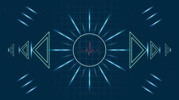 Heart pulse or ekg in monitor for UI Hi-tec interface blue digital technology with glowing particles ,vector illustration vector