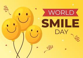 World Smile Day Hand Drawn Cartoon Illustration with Smiling Expression and Happiness Face in Flat Style Background vector