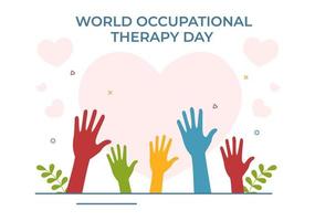 World Occupational Therapy Day Celebration Hand Drawn Cartoon Flat Illustration with Physical Therapists to Maintain and Recover Health vector