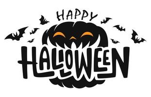 feliz halloween texto diseño, vector