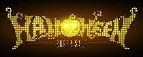Glowing Halloween Super Sale Text Banner design vector
