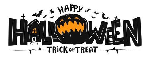 Happy Halloween Text Design, Vector