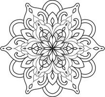 Black Outline Flower Mandala Pro Vector