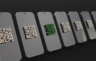 Serialization with track and trace coding for digital identification with smartphone. 3d render photo