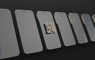 código qr y concepto de identificación digital de smartphone. renderizado 3d foto