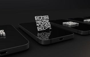 código qr y teléfono inteligente. renderizado 3d foto