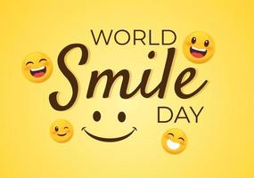 World Smile Day Hand Drawn Cartoon Illustration with Smiling Expression and Happiness Face in Flat Style Background vector