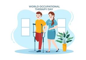 celebración del día mundial de la terapia ocupacional ilustración plana de dibujos animados dibujados a mano con fisioterapeutas para mantener y recuperar la salud